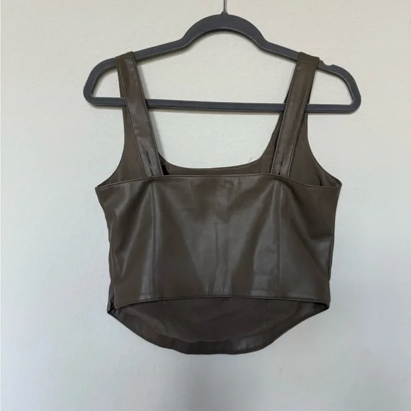 Abercrombie & Fitch Faux Leather Crop Corset Top - Picture 12 of 13
